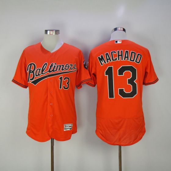 Men Baltimore Orioles 13 Manny Machado Orange Elite MLB Jerseys